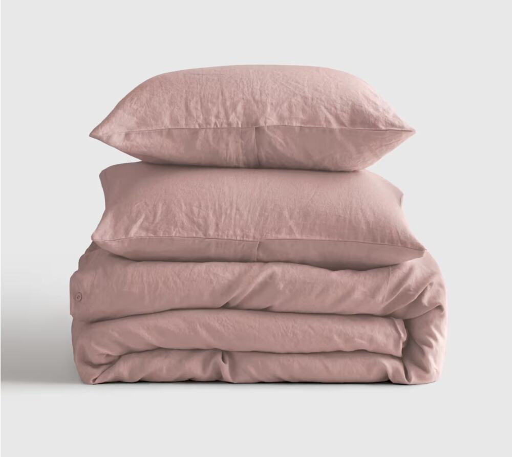 NIB Quince European Linen Duvet Cover Set FULL/QUEEN in Dusty Mauve